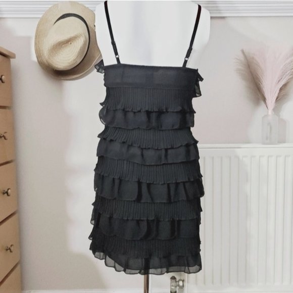 Vintage Y2K Black Tiered Pleated Flapper Dress - Picture 2 of 10